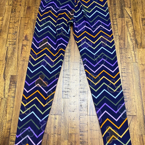 LuLaRoe Disney Mickey Mouse Purple Stripes Leggings - Picture 3 of 10